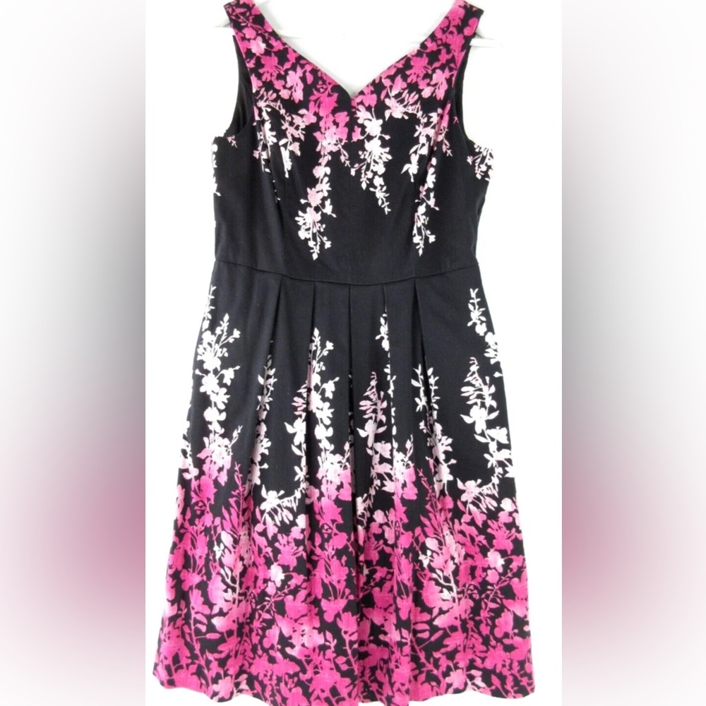 White House Black Market Black and Pink Floral Dress